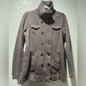 Hurley. Ladies Double-Breasted pea-coat. Removable button  hood. Medium. Grey.